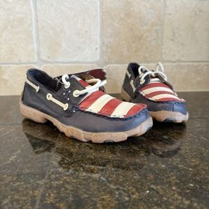 TWISTED X‎ PATRIOTIC AMERICAN FLAG VFW DRIVING MOCCASIN YOUTH 1M